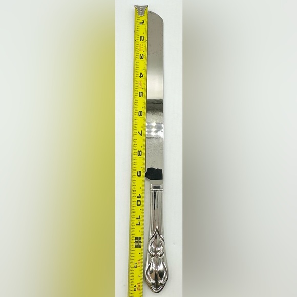 Vintage Silver Cake Knife, Wedding, Stainless, Size: 14" - Picture 5 of 7